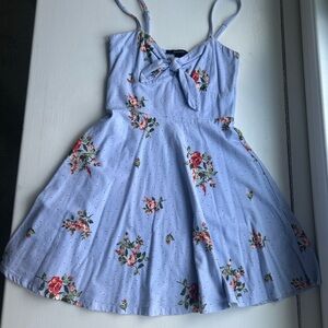 Floral Blue Cute Tie Forever 21 Dress